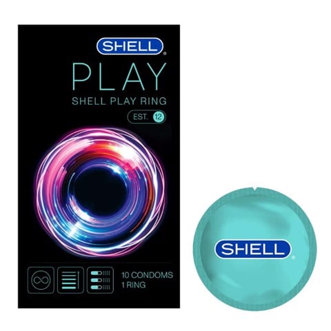 Bao cao su Shell Play Ring 6 tính năng - Hộp 10 cái + 1 vòng đeo kéo dài thời gian